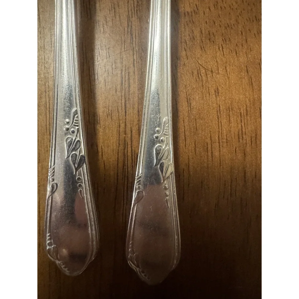 Wm. A. Rogers A1 Plus Dinner Fork Silverplate Glossy, Floral Handle. Set of 3